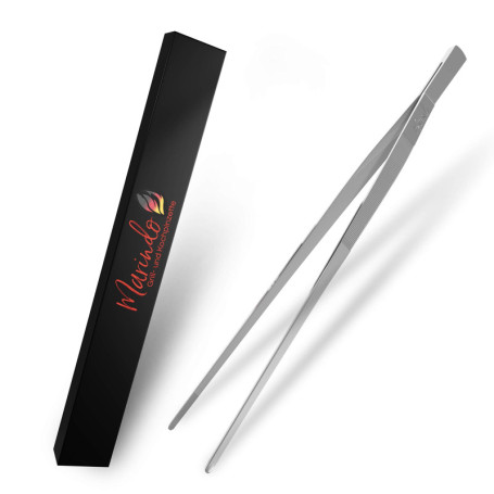 Marindo® Pince à Barbecue | Pince de Cuisine | 30 cm de Long | Acier Inoxydable | Passe au Lave-Vaisselle | Forme Droite | Pince
