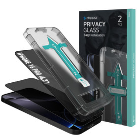 Deppa |2 pièces| Verre Trempé Anti Espion Iphone 16 Pro (6.3') [Couverture Complète] Avec Kit d’Installation Facile - Film de Vi