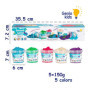 750g de Sable Magique pour les Enfants Lot de 5 Couleurs de Sable avec 5 Moules dans les Seaux Réutilisables Jeu de Sable à mode