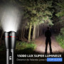 Lepro Lampe Torche Rechargeable, 1000 Lumens Lampe de Poche Ultra Puissante, 5 Modes d'éclairage, Étanche IPX7, Zoomable, Torche