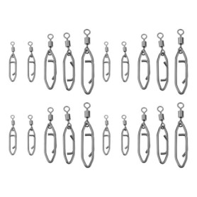 OTOTEC 50 Clips de Pêche en Acier Inoxydable à Rotation Fluide à 360 Degrés avec émerillon à Barillet Changement Rapide de Vites