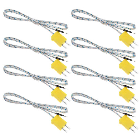 YINETTECH Lot de 8 mini-connecteurs de type K - Sonde de température de 1 m - Ligne de détection de température de type K - Plag