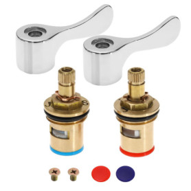 VGOL 1 paire 1/2" Lavabo Évier Robinet Tête de Levier Kit Conversion en Laiton Cartouche de Contrôle Hydraulique Vanne de Robine