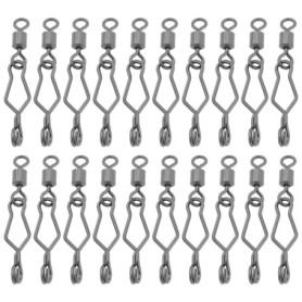 Briny River Lot de 50 Clips de Pêche Rapides de 3,7 Cm Et 71 LB avec émerillon Cylindrique en Acier Inoxydable