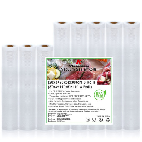 KitchenBoss Sac Sous vide Alimentaire：Rouleau Sous Vide Alimentaire sans BPA pour Appareil Sous Vide, Film Sous Vide Alimentaire