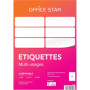 OFFICE STAR Étiquettes Autocollantes Imprimante A4 Blanches 6500, 38 x 21,2 mm - Personnalisables et Imprimables - Certifié FSC 