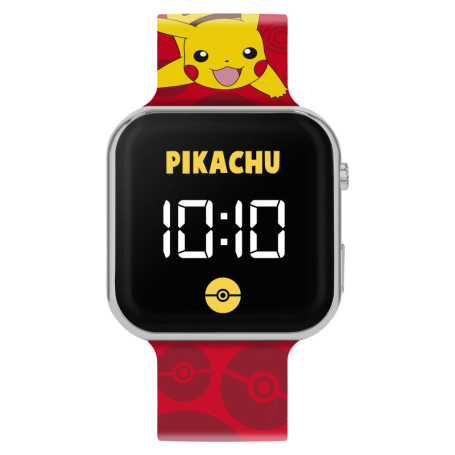 Accutime Pokémon Pikachu POK4405 Montre LED pour enfant avec bracelet rouge, Multicolore, Moderne