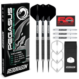 RED DRAGON Pegasus 21 Gram Jeu de fléchettes Professional en tungstène Steeltip avec ailettes, tiges (tiges) et Portefeuille