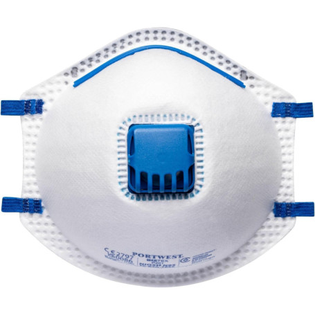 Portwest P201-FFP2 Feinstaubmaske P201WHR FFP2 Valved Respirator, Blanc, Taille Unique (Lot de 10) Homme