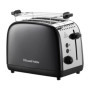 Russell Hobbs Grille pain [Pour 2 tranches] Colours Plus Inox noir (fentes extra larges, 6 niveaux de brunissage rapide, surélév