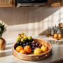 Hazelton Oaks Plateau de service rond en bois avec poignées, plateau de présentation alimentaire de taille moyenne, plateau en b