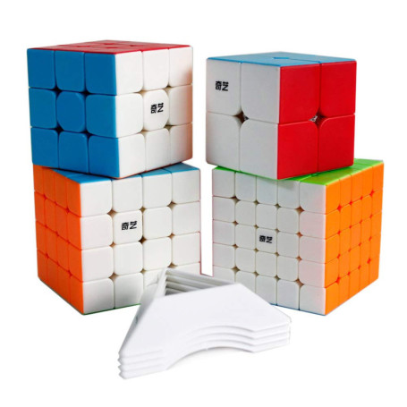 OJIN Lot de Cubes de Vitesse spécifiques 2x2 3x3 4x4 5x5 sans Autocollant Bright Cube Magique Lisse Puzzles Cube Set avec Emball