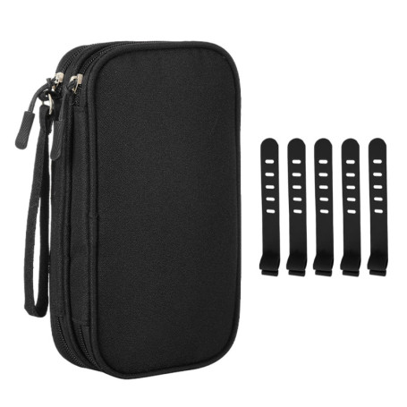 MAXQUU 1 sac de rangement de câble électronique de voyage avec 5 sangles de rangement pour câbles, sac de rangement étanche pour