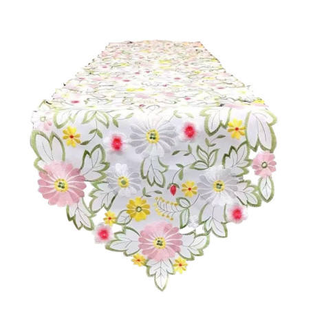1 Morceau De Drapeau De Table Brodé De Marguerites, Drapeau De Table Floral Élé, Décoration De La Maison, Accessoires De Table À