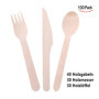 iPobie 100 Pièce Couverts en Bois Jetables, Ustensiles Biodégradables écologiques pour fête, Anniversaire, Camping, Pique-Nique