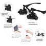 Lunettes de bijoutier à Verre loupe grossissant avec éclairage LED - pour réparation de Montres - 8 Verres interchangeables : 2,