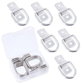 Swpeet Lot de 6 ancrages d'arrimage en Acier Inoxydable avec Anneau en D de 0,6 cm pour Charges sur camions, remorques, Bateaux,