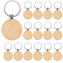 Porte-Clés en Bois, 15 Pcs Bricolage Vierge Personnalisé Porte Clés en Bois, Naturel Étiquettes Rond en Bois Brut, Chaîne de clé