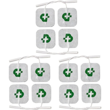 TESMED 12 électrodes de qualité supérieure mm. 50 x 50, adaptés à Toutes Les Marques avec câbles à fiche de 2 mm, Auto-adhésifs,