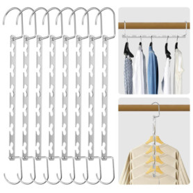 8 Pcs Cintre Gain De Place，Multifonctionnel Cintre Métallique Magique，Organisateur de Cintres Antidérapant，Cintres Gain De Place