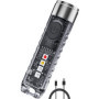 Jeebel Mini Lampe Torche LED, Lampe de Poche de 400 Lumens Rechargeable USB avec Lumière Latérale de UV/Blanc/Rouge Bleu, EDC Ma