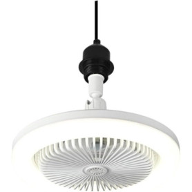 Hobaca Ventilateur de plafond 30W avec lampe E27 Base Moderne Rotatif à 180° avec lumière et télécommande, 3 Couleurs Dimmable L