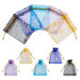 Fuyamp 100 pièces Sacs En Organza, 9 * 12cm Mélanger Couleur Organza Pochettes Sachet avec Motif étoile et lune Cadeaux Bijoux Q