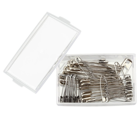 Mr.do Épingles de Sûreté 50 Pièces en 4 Tailles Assorties avec Boîte Finger Guard Argent en Acier Carbone