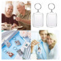 50 PCS porte-clés transparents avec cadre photo, en acrylique, forme rectangulaire, convient pour les cadeaux pour la famille et