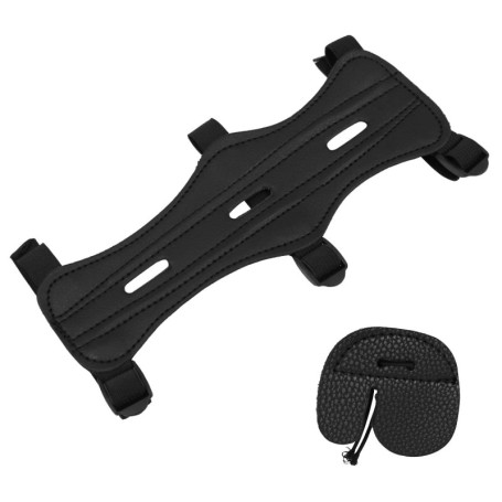 WANGCL 1 lot de protège-bras de tir à l'arc réglable en cuir noir