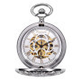 TREEWETO Montre de Poche avec chaîne Steampunk Squelette Mécanique Full Hunter Argent