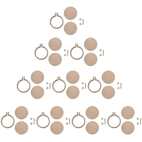 POFET Lot de 10 Tambours à Broder En en bois, Cercle a Broder, cerceaux en bois perforés pour point de croix, cadre rond à brode