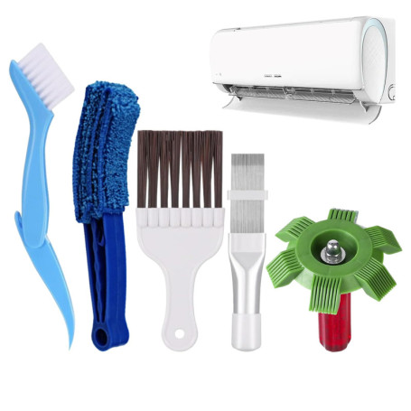 5 Pièces Brosse de Nettoyage pour Ailettes de Climatiseur Kit, Peigne à Ailettes avec Accessoires Nettoyage d'Ailettes AC, Bross