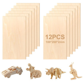 NVIYAM Lot de 12 Contreplaqué, 100x200x2mm Feuilles de Tilleul, Contreplaqué non Fini, Feuilles de Bois Minces, Feuilles de Bois
