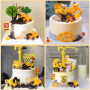 FANTESI Lot de 12 décorations de gâteau pour enfants, chantier, pelleteuse, véhicules de chantier, panneaux de signalisation pou