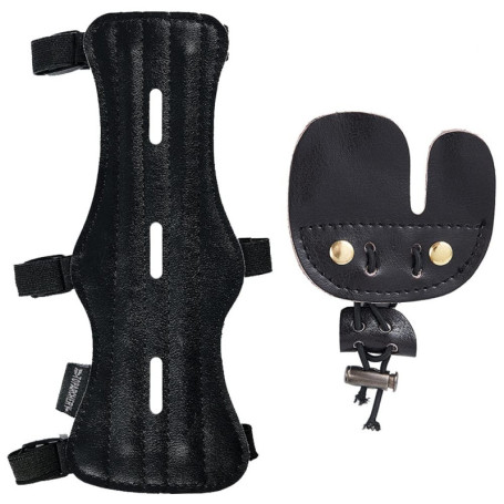 Huntingdoor Tir à l'arc - Accessoires Protège-doigts - En cuir - Long protège-bras - Équipement de protection - Pour droitier - 