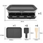 Appareil a Raclette 8 Personne Service a Raclette avec Revêtement Anti-Adhésif Plaque de Cuisson 8 Poêlons Antiadhésifs 4 Spatul