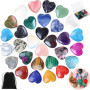 Vleuexe 30 Pièces Cristal en Forme Coeur,Naturel Multicolores en forme de Cœur,Pierres précieuses de guérison,Pierre de Cœur pou