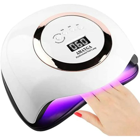 AMAYGA Lampe UV Sèche Ongles, 168W Séchoir à Ongles Professionnel avec Capteur Automatique,LCD Ecran,4 Minuteries 10/30/60/99S,L