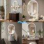 Dileci - Miroir Ovale LED 50x80 cm – Éclairage Intégré avec Lumière Blanche – Fonction Désembuage et Bouton Tactile – Idéal pour