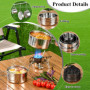 KUIRUNRX® Batterie de Cuisine de Camping, Couverts Pliables Empilables, Kit de Camping Vaisselle en Acier Inoxydable, pour Campi