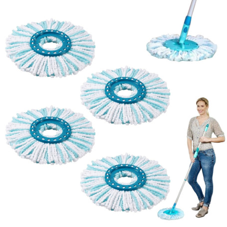 Dyaucwpo 4 Pièces Têtes de Rechange Compatible avec Leifheit Clean Twist Disc Mop, Serpillères de Rechange en Microfibres, Serpi