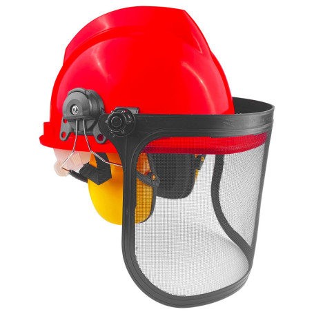 Zeripikfoasp Casque de Sécurité pour Tronçonneuse, Casque de Protection avec Cache-Oreilles de Protection et Visière en Maille, 