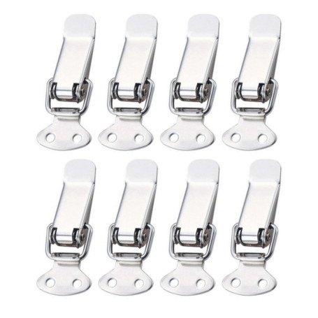 8 Pièces Attache Capot Fermeture à Levier Moraillon de Porte,Oquet à Ressort Bascule Acier