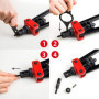 Outil à riveter 14" - Kit professionnel pour rivets avec M3 M4 M5 M6 M8 M10 métriques 6 mandrins et 60 écrous, conception permet