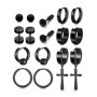 8 Paires Acier Inoxydable Boucle d’Oreille Anneau Homme Femme Ronde Clou d’Oreille Piercing Croix Pendentif Rétro (Black)