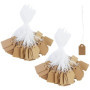 Lot de 200 mini étiquettes de prix avec cordon élastique - 25 x 15 mm - Marron - Petites étiquettes à suspendre - Étiquettes de 