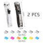 2 poussoirs d'agrafeuse avec 100 clips de rechange, clips de recharge de classeur, distributeur d'agrafes, agrafeuse sans trou p