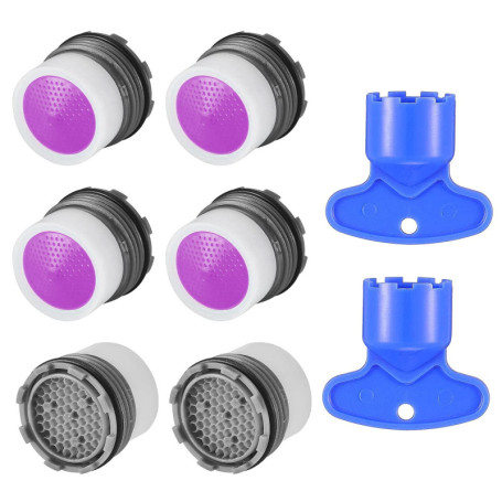 Leikedun 6 pièces aérateur robinet M16, brise-jet robinet avec filtres, aérateur robinet de filetage M16, 2 clés, filtre robinet