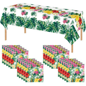 20 Serviettes En Papier Hawaïennes, 1 Nappe Hawaïenne, Serviettes En Papier, Serviettes De Fête, Serviettes Tropicales, Serviett